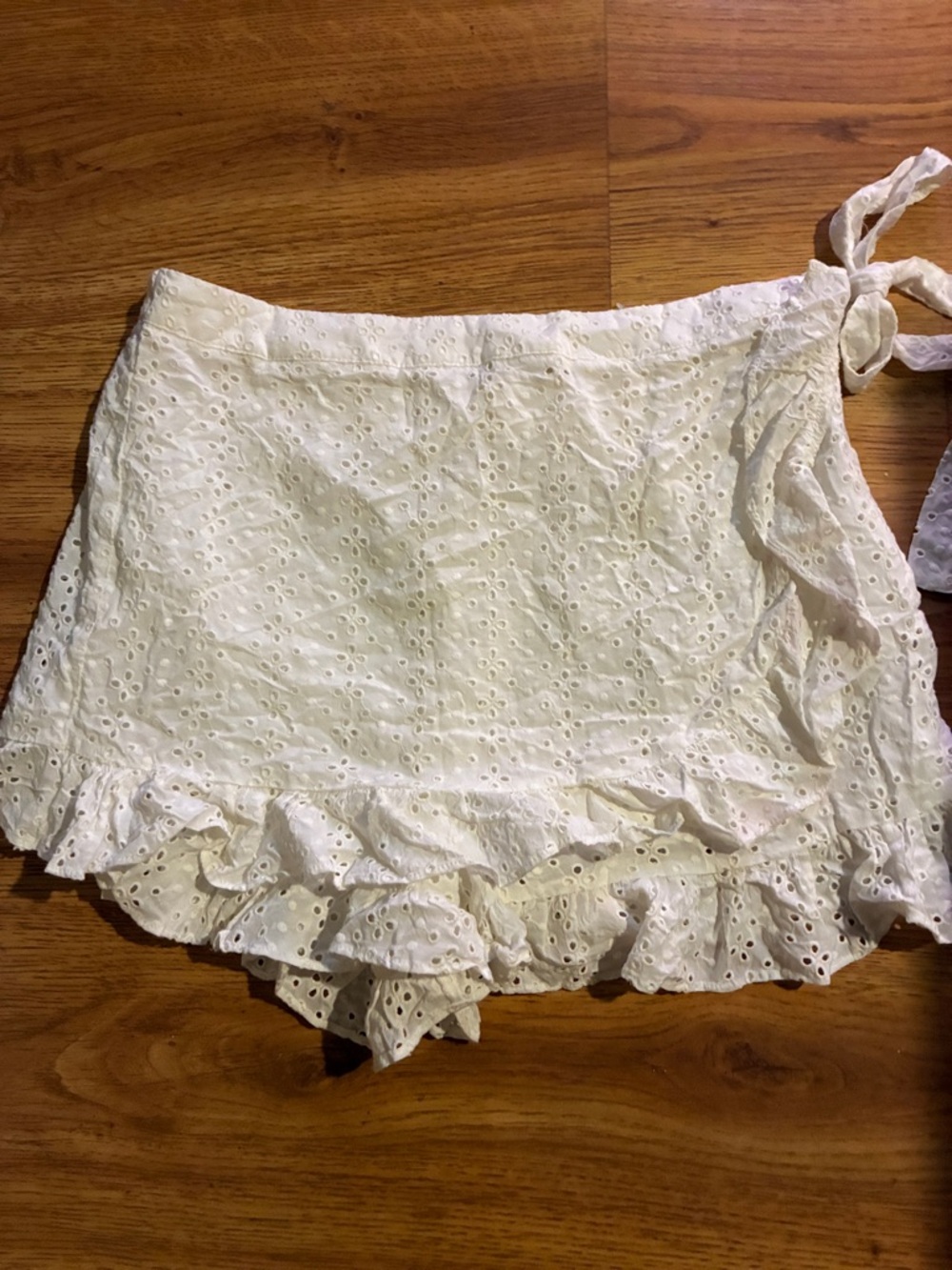 Forever 21 White Eyelet Ruffle Wrap Skirt